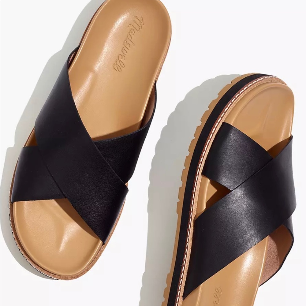 Black lug sole slides - Madewell